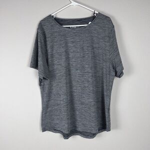Zyia Active Short Sleeve Shirt Stripes Gray Workout Athleisure Womens XXXL 3X‎